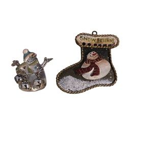 Lot of 2 Snowman Grandma Holiday Pins